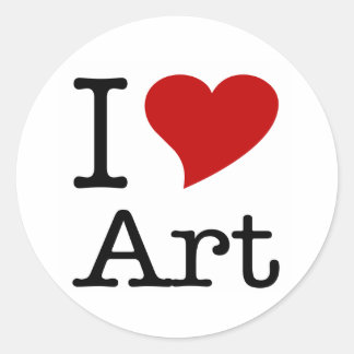I Love (I Heart) Art Classic Round Sticker