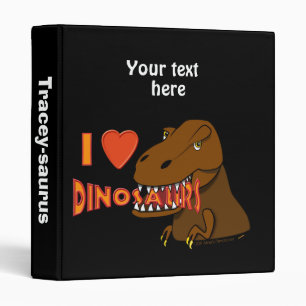I Love I Heart Dinosaurs Cartoon Tyrranosaurus Rex 3 Ring Binder