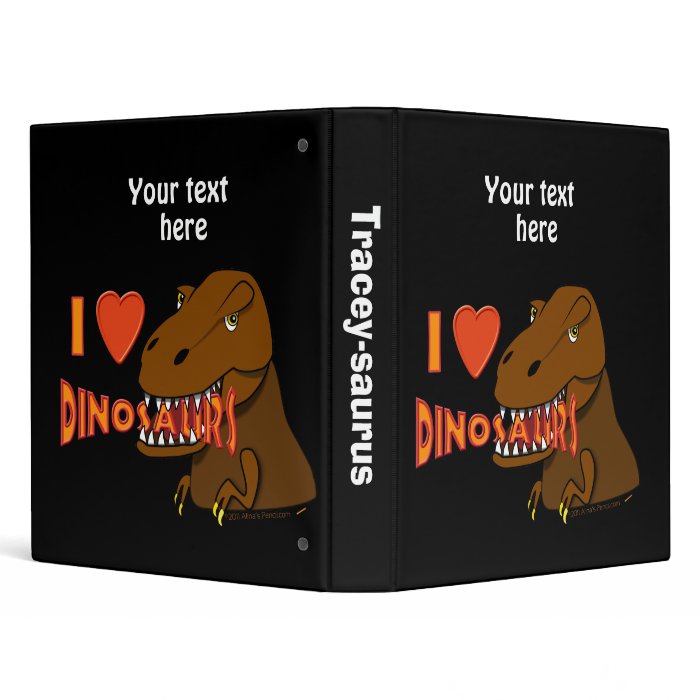 I Love I Heart Dinosaurs Cartoon Tyrranosaurus Rex Binders