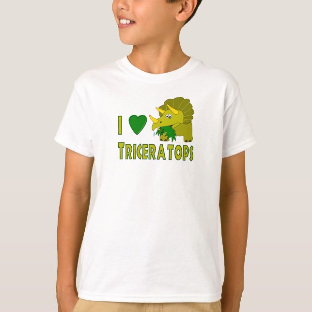 I Love (I Heart) Triceratops Cute Dinosaur T-Shirt (Front)