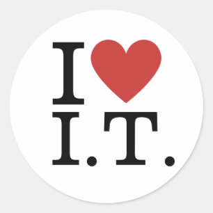 I ❤️ Love I.T. Information Tech Staff CUSTOM Classic Round Sticker
