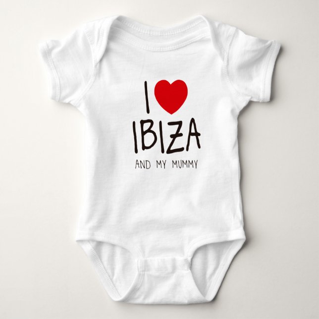 I Love Ibiza and My Mummy Baby Bodysuit (Front)