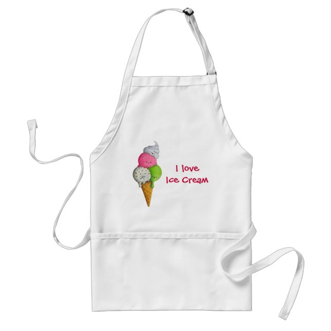I love Ice Cream Adult Apron (Front)