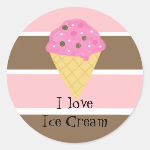 I Love Ice Cream Classic Round Sticker