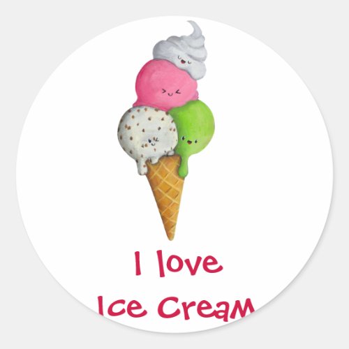 I love Ice Cream Classic Round Sticker