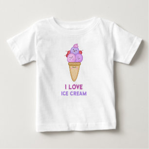 I Love Ice Cream Cute Funny Summer Adorable Baby T-Shirt