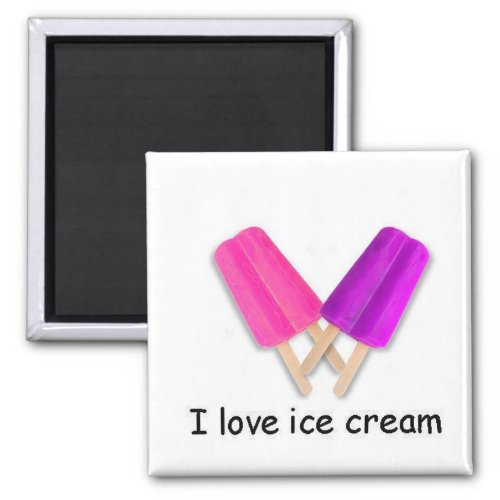 I love ice cream Pink and Purple Twin Pops Magnet
