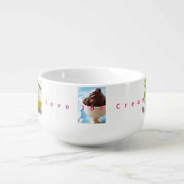 I love Ice Cream with pictures Soup Mug (Front)