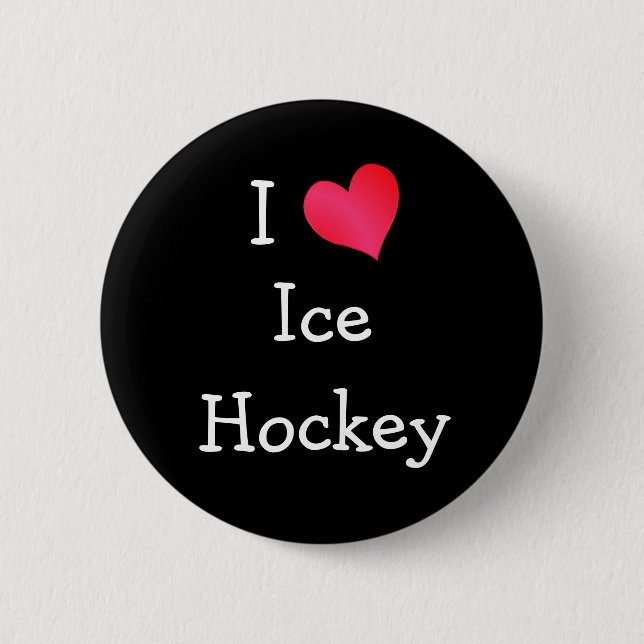 I Love Ice Hockey Button (Front)