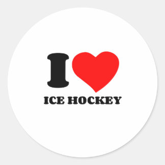 I LOVE ICE HOCKEY CLASSIC ROUND STICKER