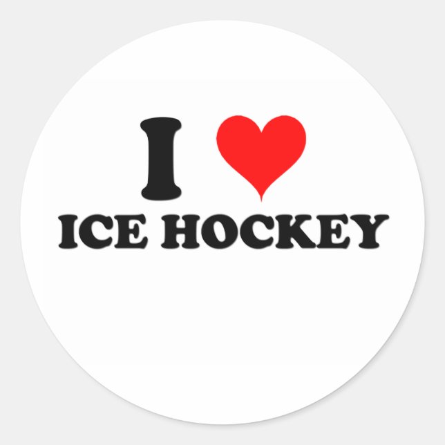 I Love Ice Hockey Classic Round Sticker (Front)