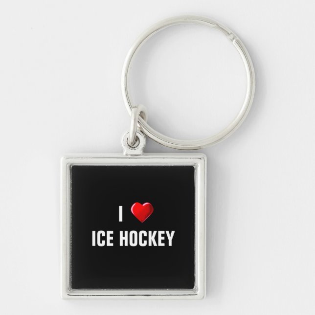 I Love Ice Hockey Keychain (Front)