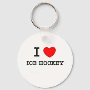 I Love Ice Hockey Keychain