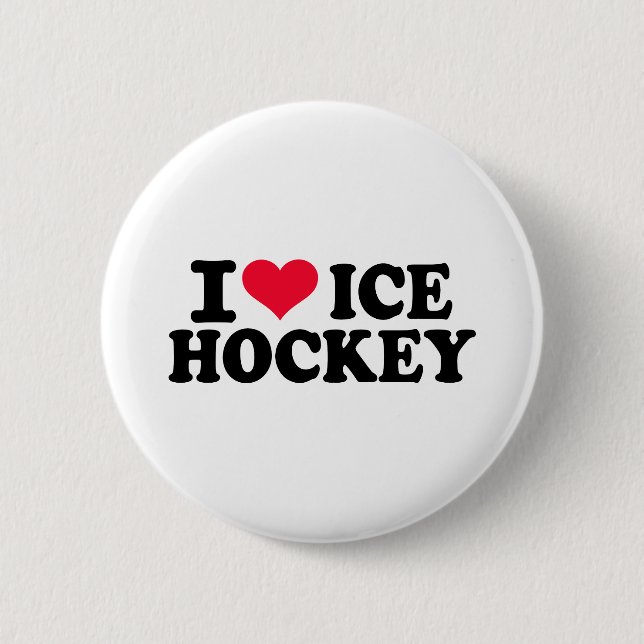 I love Ice hockey Pinback Button (Front)