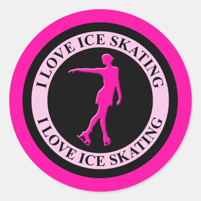 I LOVE ICE SKATING CLASSIC ROUND STICKER (Front)