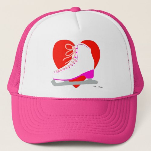 I Love Ice Skating Cute Pink Figure Skater Girls Trucker Hat