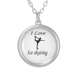 I Love Ice-skating Silver Plated Necklace