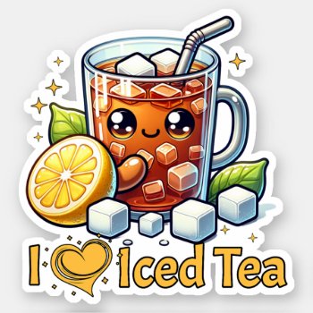 I Love Iced Tea Sticker by HolidayBug at Zazzle