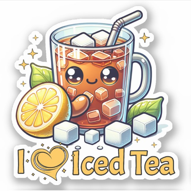 I Love Iced Tea Sticker (Front)