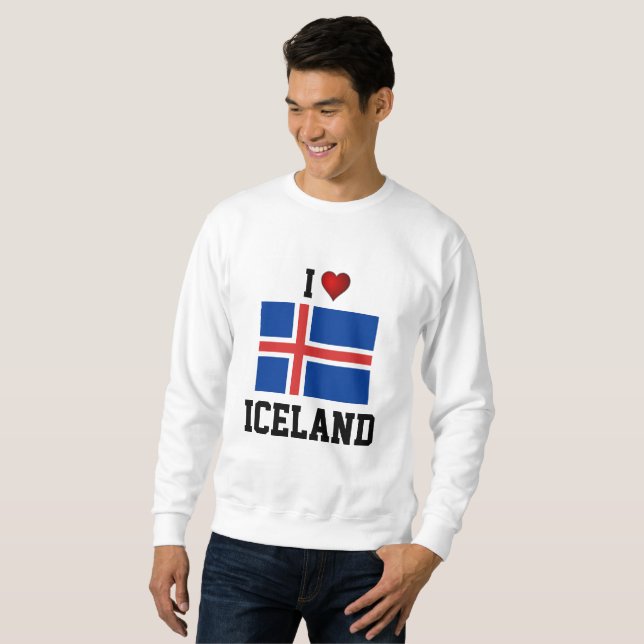 I Love Iceland flag t-shirt Sweatshirt (Front Full)