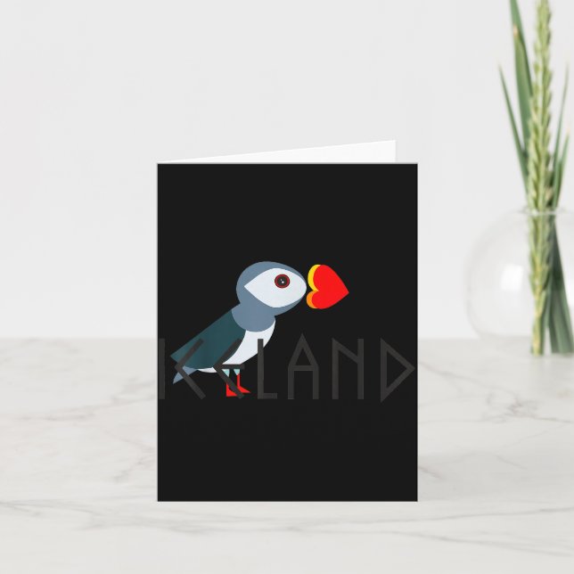 I Love Iceland Puffin Icelandic Gift  Card (Front)