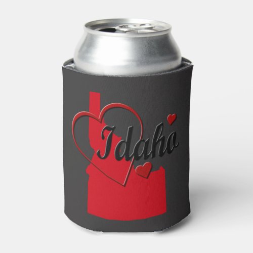 I Love Idaho Hearts Map Can Cooler