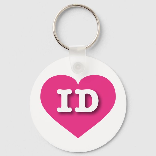I love Idaho - ID hot pink heart Keychain (Front)