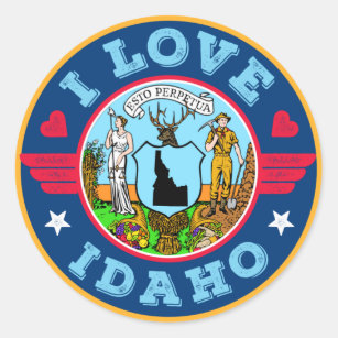 I Love Idaho State Map and Flag Classic Round Sticker