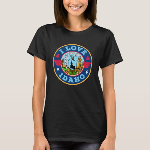 I Love Idaho State Map and Flag T_Shirt