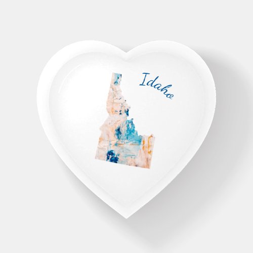 I Love Idaho State Outline Abstract Heart Paperweight
