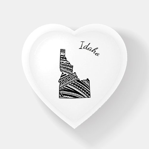 I Love Idaho State Outline Mandala Heart Paperweight