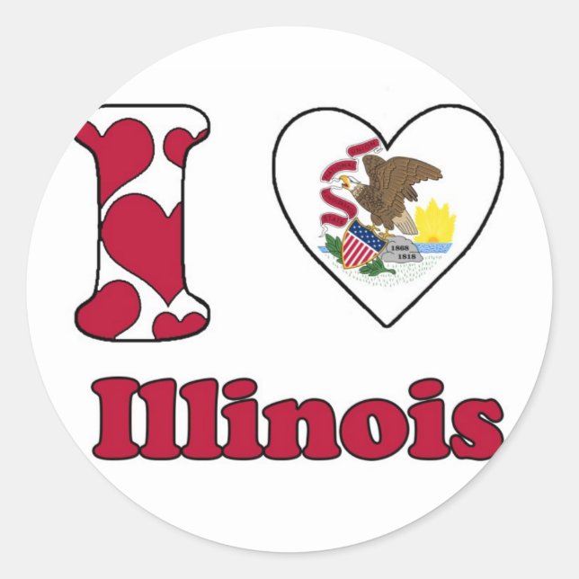 I love Illinois Classic Round Sticker (Front)