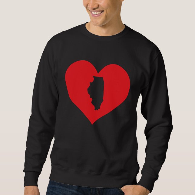 I Love Illinois Heart  Resident State Pride Sweatshirt (Front)
