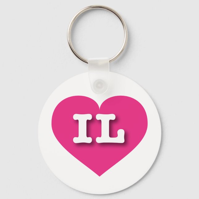I love Illinois - IL hot pink heart Keychain (Front)