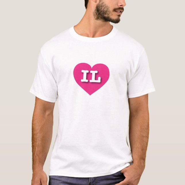 I love Illinois - IL hot pink heart T-Shirt (Front)