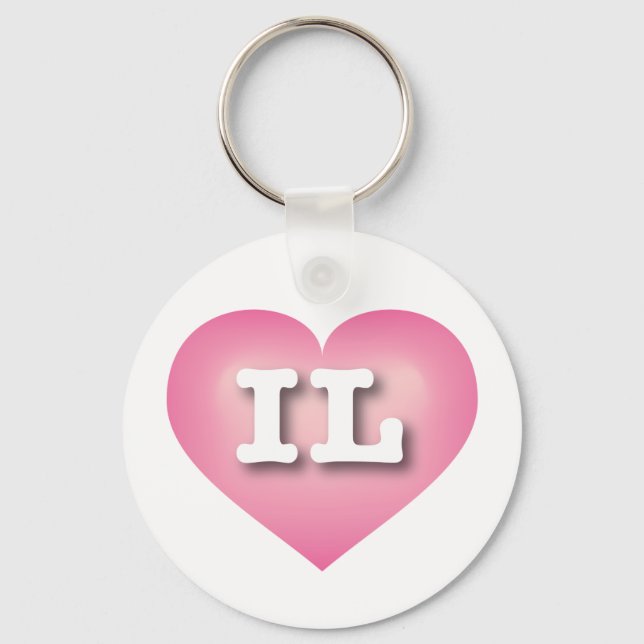 I love Illinois - IL pink fade heart Keychain (Front)