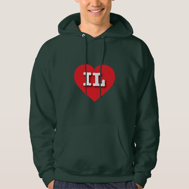 I love Illinois - IL red heart Hoodie (Front)