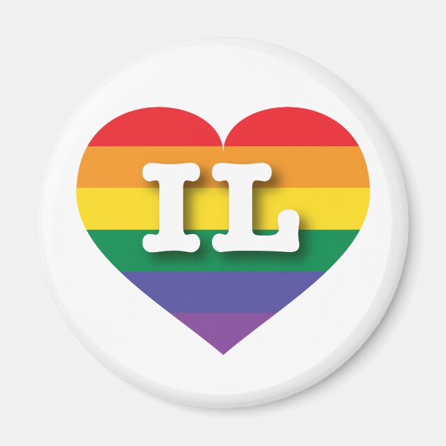 I Love Illinois Rainbow Heart Magnet (Front)