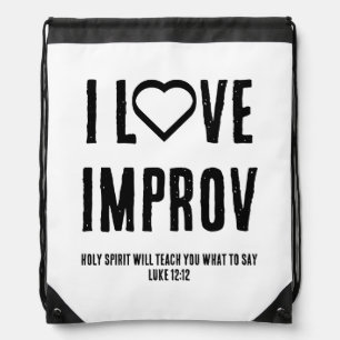 I LOVE IMPROV Christian Improvisation Drawstring Bag