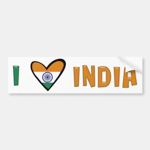 I Love India Bumper Sticker