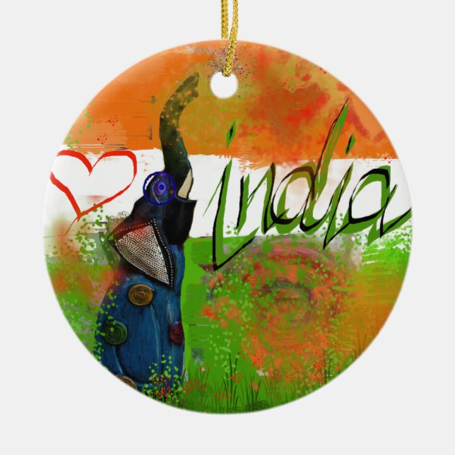I love India Ceramic Ornament (Front)