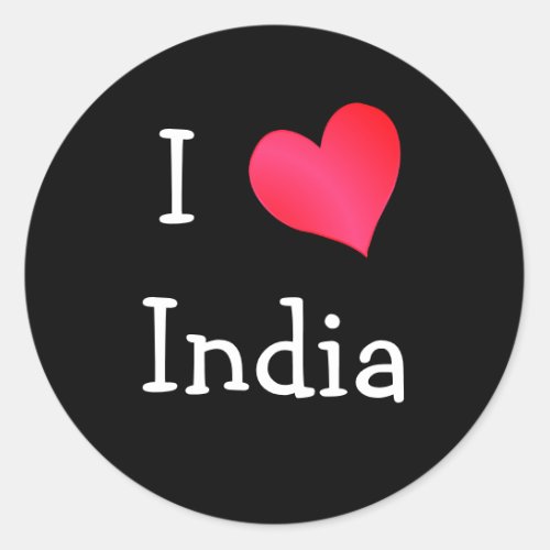 I Love India Classic Round Sticker