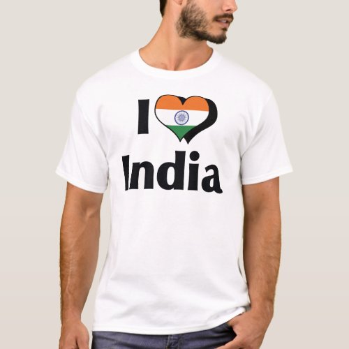 I Love India Flag T_Shirt