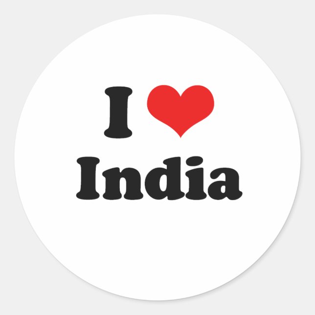 I Love India Tshirt Classic Round Sticker (Front)