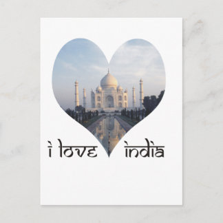 I Love India with Taj Mahal Postcard