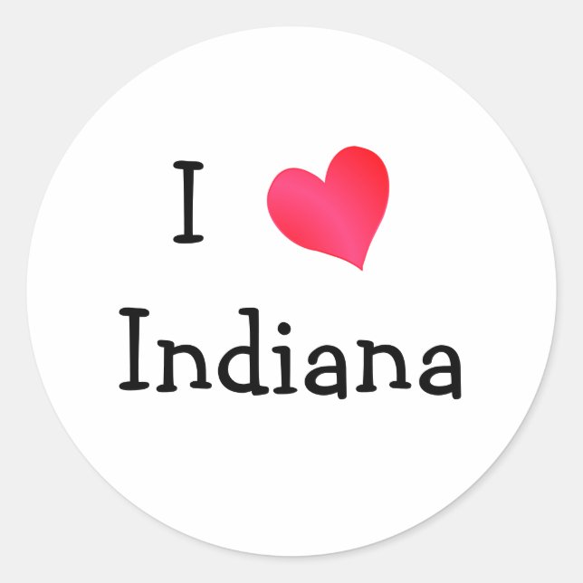 I Love Indiana Classic Round Sticker (Front)