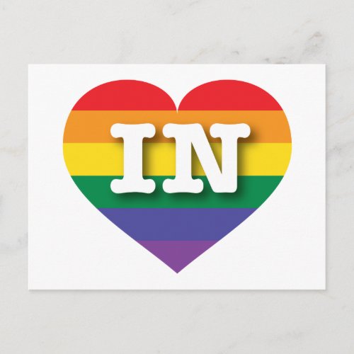 I love Indiana Gay Pride Rainbow Heart Postcard
