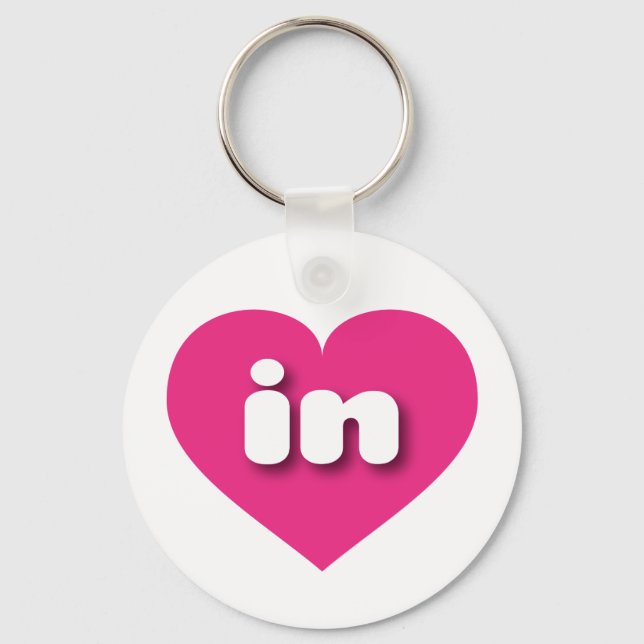 I love Indiana - in hot pink heart Keychain (Front)