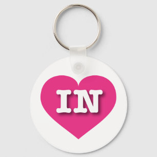 I love Indiana - IN hot pink heart Keychain