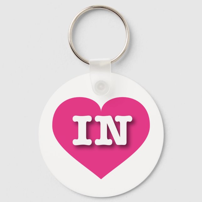 I love Indiana - IN hot pink heart Keychain (Front)
